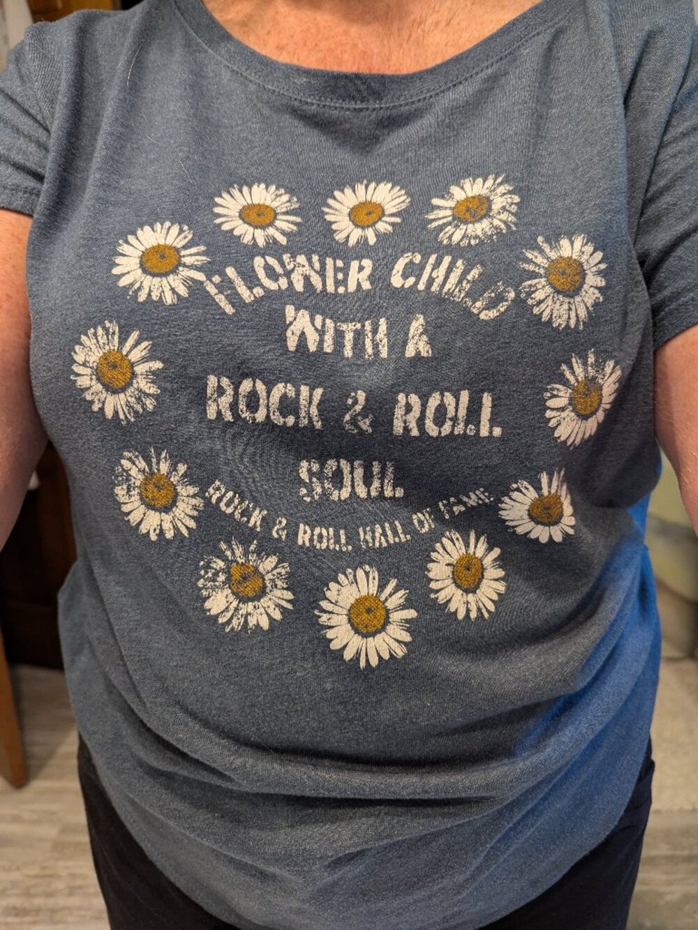 Women's Flower Child Tee Shirt from the Rock & Roll Hall of Fame, Lg